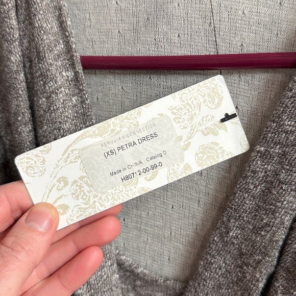 NWT Peruvian Connection Gray Marled Petra Gathered Front Midi Dress XS - Picture 5 of 9